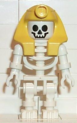 LEGO Minifigure-Skeleton with Standard Skull, Yellow Mummy Headdress-(Other)-GEN008-Creative Brick Builders